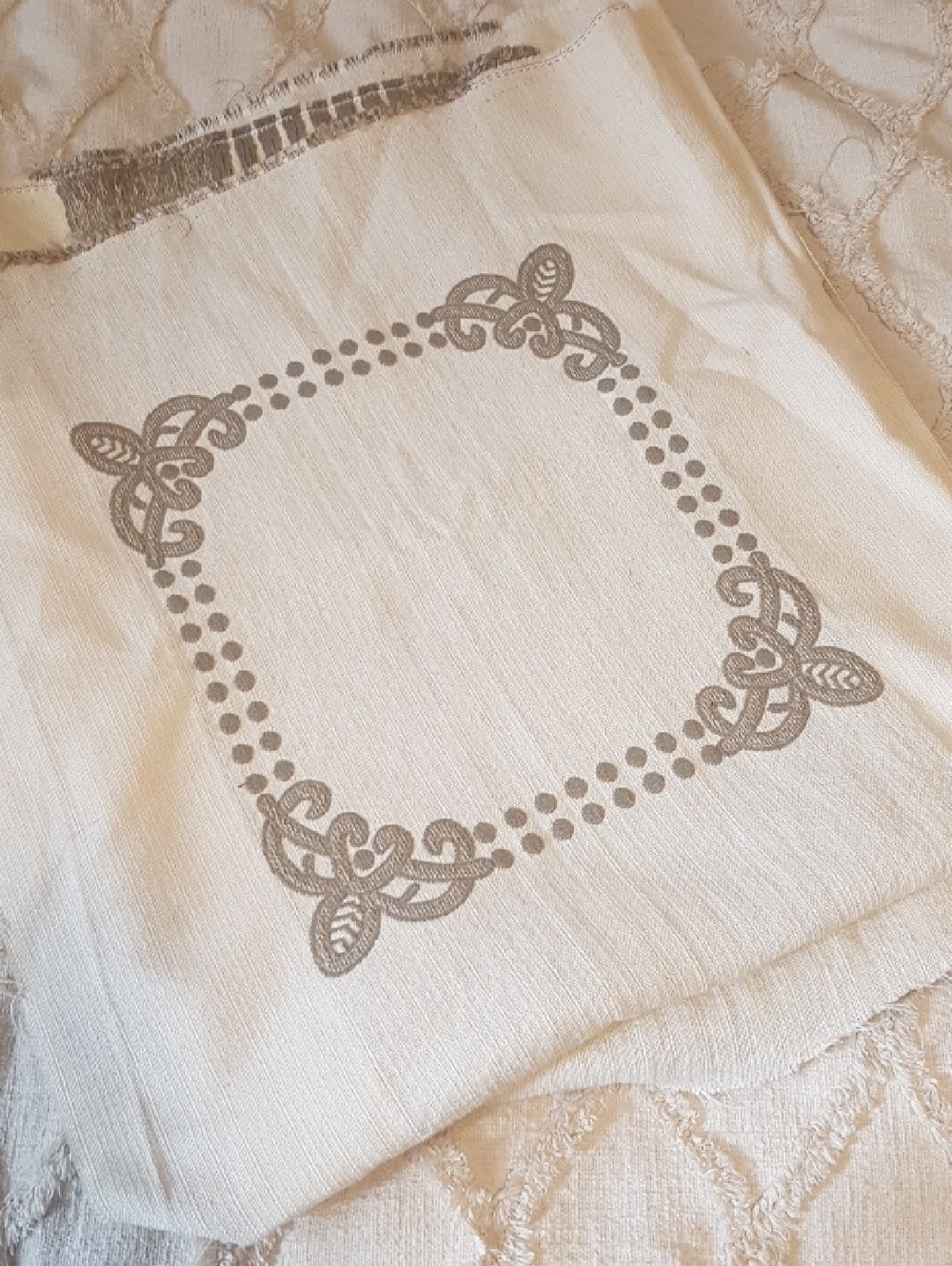 Vintage Cream & Gray Upholstery Fabric 5 Available